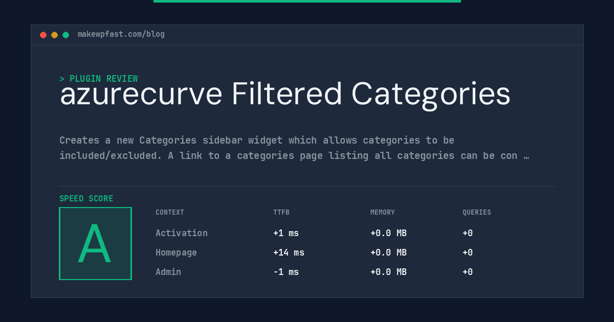 azurecurve Filtered Categories - MakeWPFast