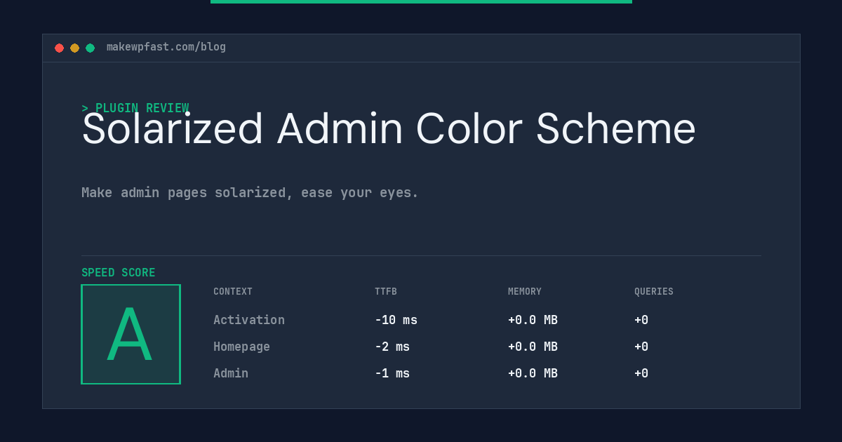 Solarized Admin Color Scheme - MakeWPFast