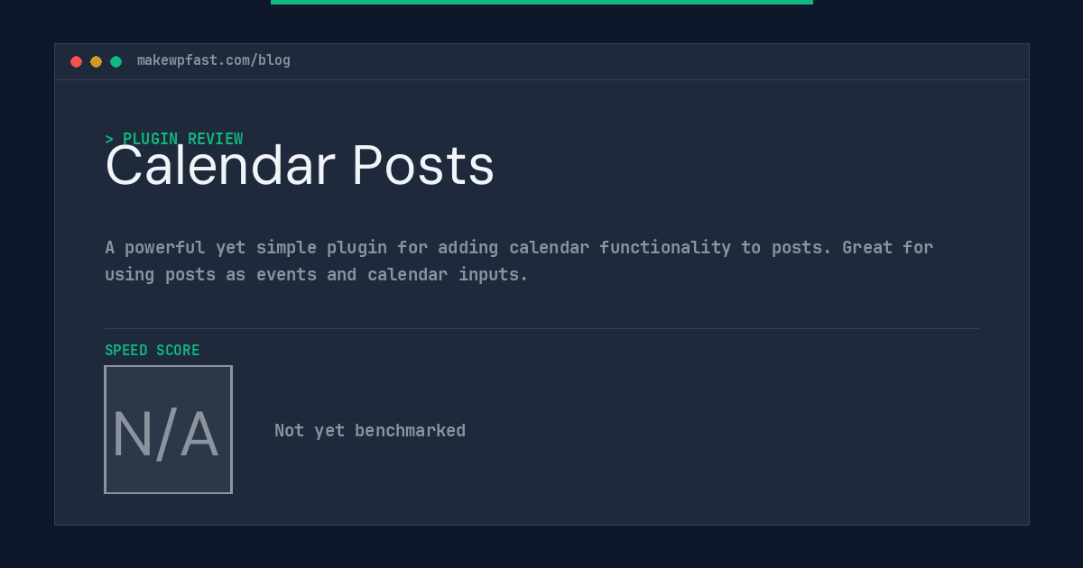 Calendar Posts - MakeWPFast