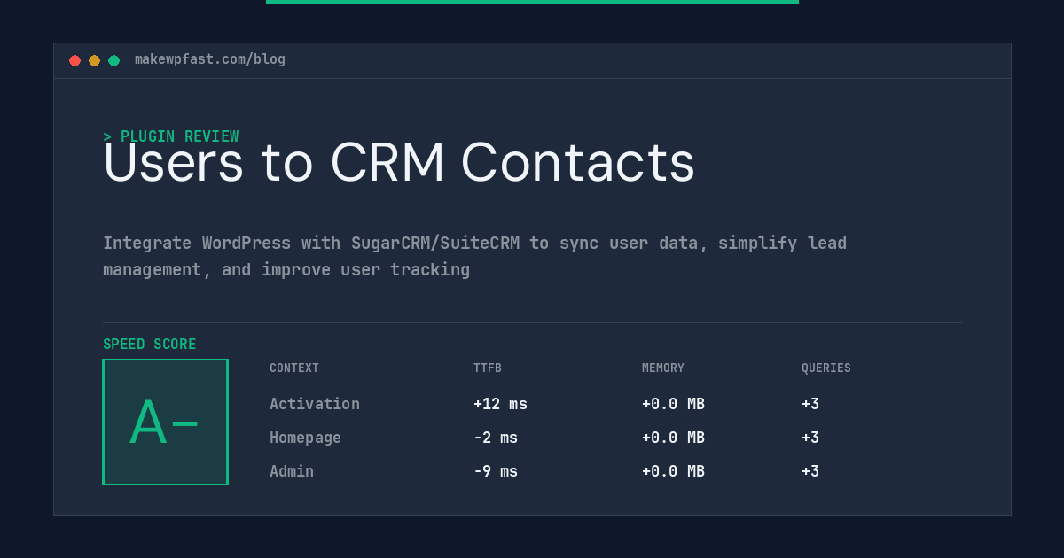 Users to CRM Contacts - MakeWPFast