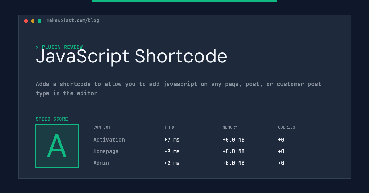 JavaScript Shortcode - MakeWPFast