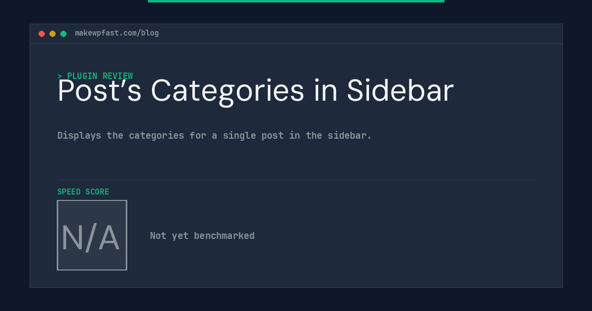 Post’s Categories in Sidebar - MakeWPFast