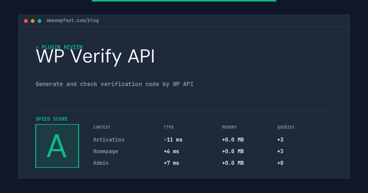 WP Verify API - MakeWPFast