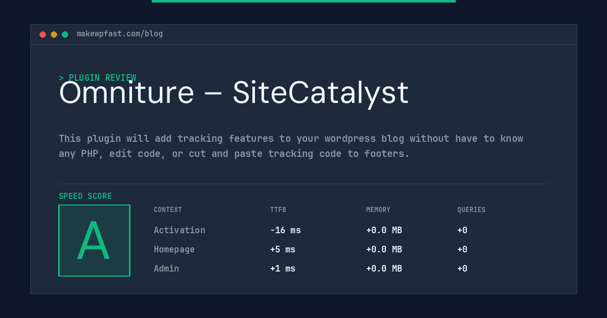 Omniture – SiteCatalyst - MakeWPFast