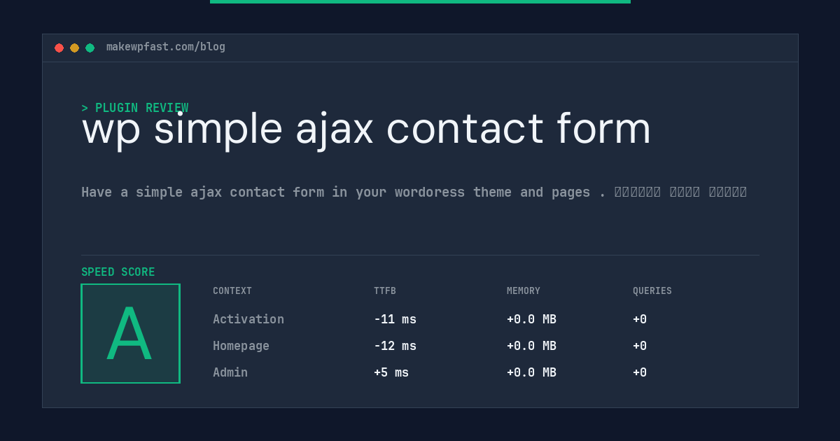 wp simple ajax contact form - MakeWPFast