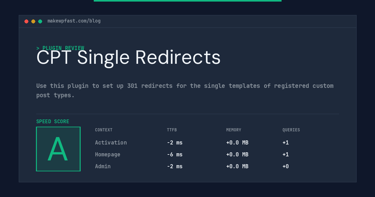 CPT Single Redirects - MakeWPFast
