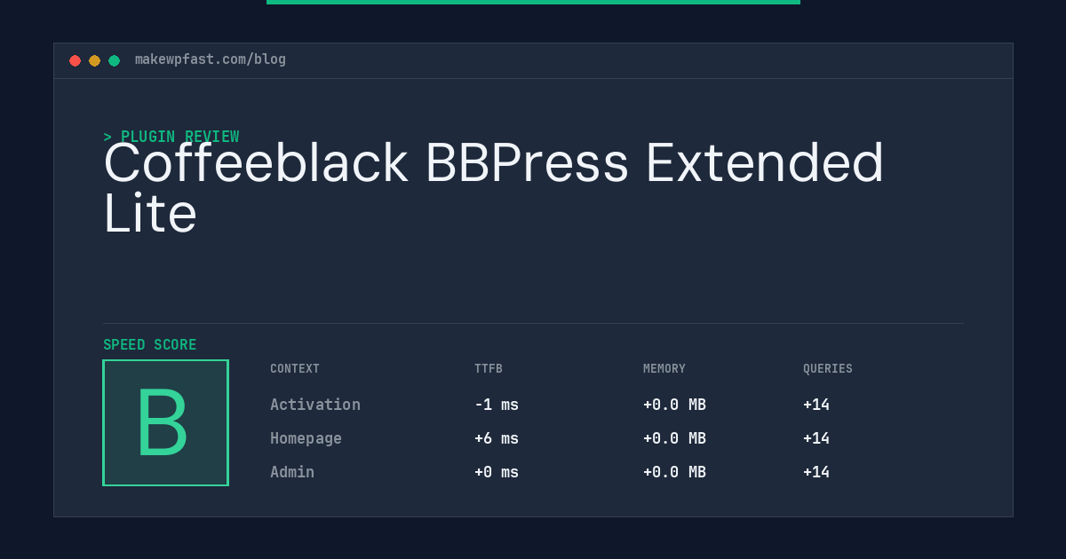 Coffeeblack BBPress Extended Lite - MakeWPFast