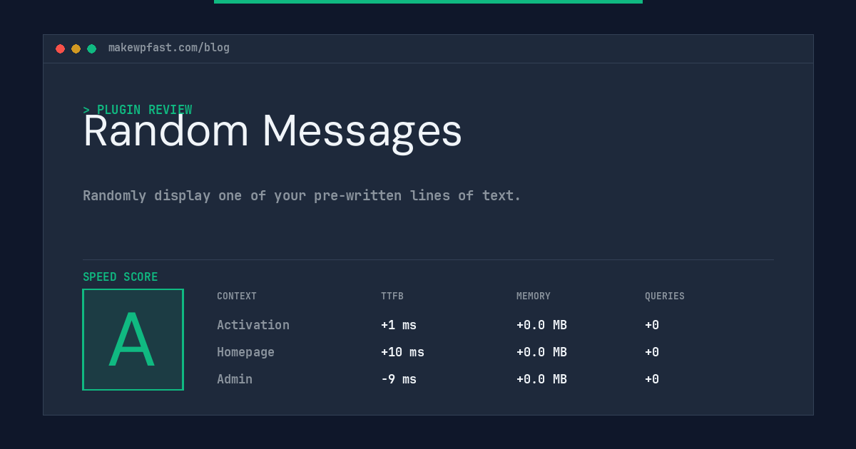 Random Messages - MakeWPFast