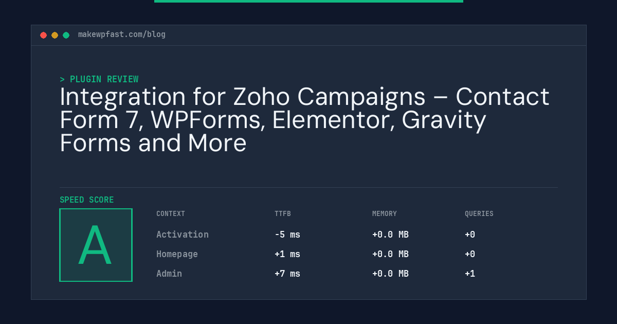 Integration for Zoho Campaigns – Contact Form 7, WPForms, Elementor, Gravity Forms and More - MakeWPFast