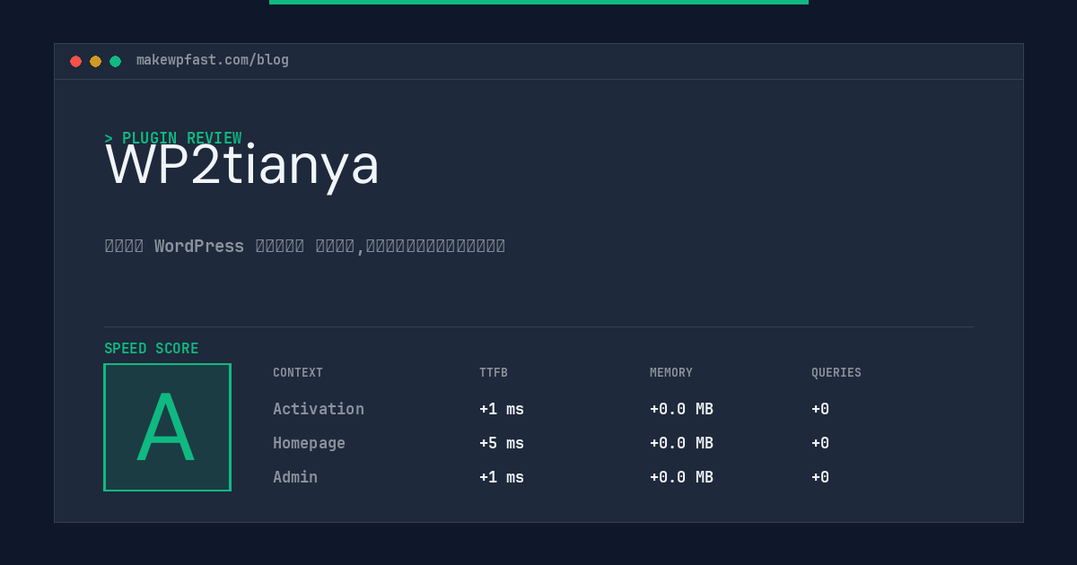WP2tianya - MakeWPFast
