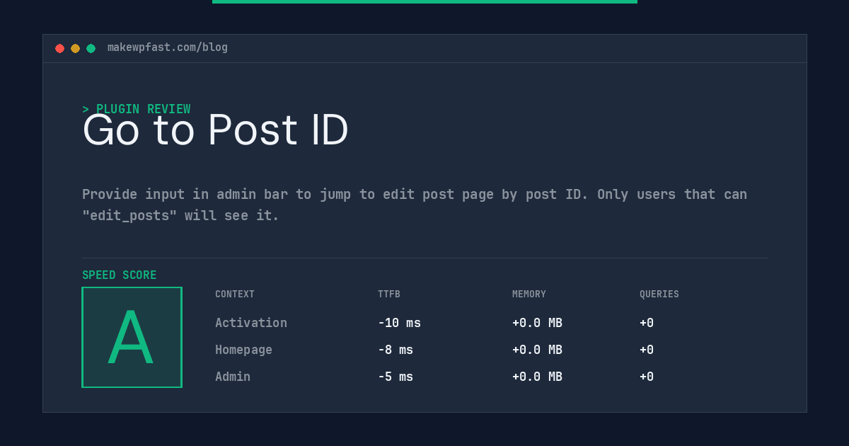 Go to Post ID - MakeWPFast