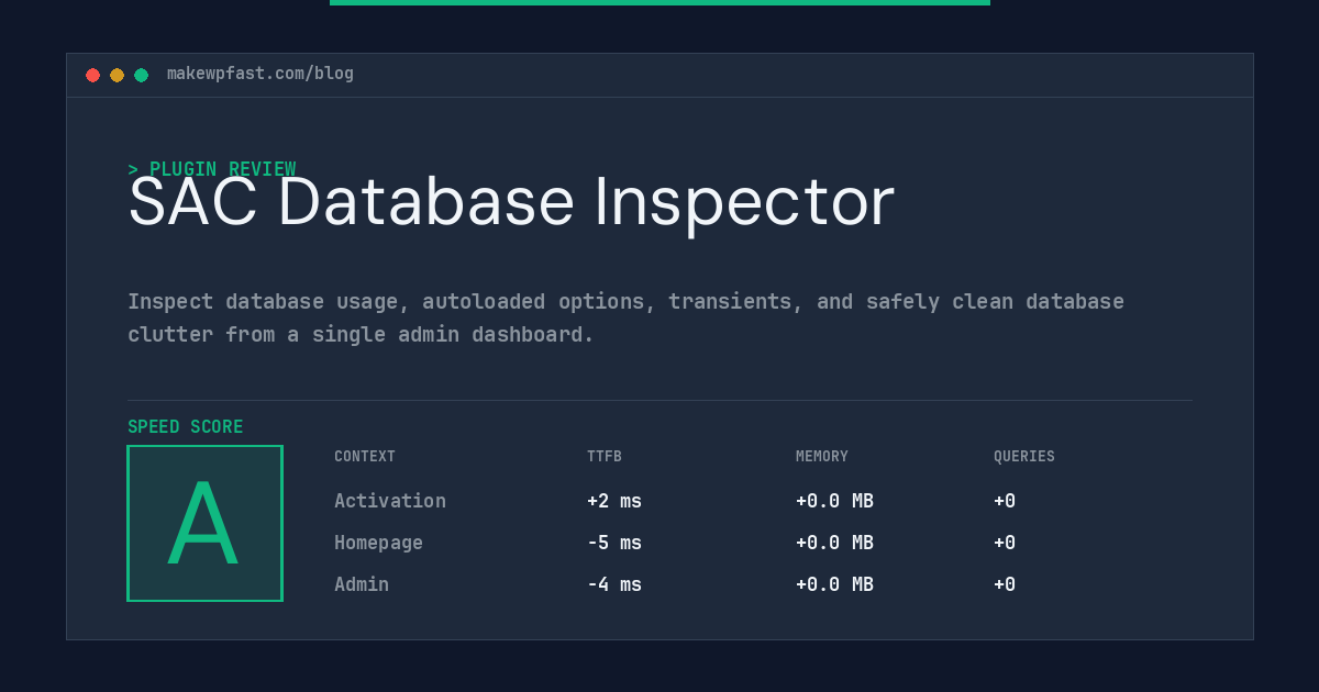 SAC Database Inspector - MakeWPFast