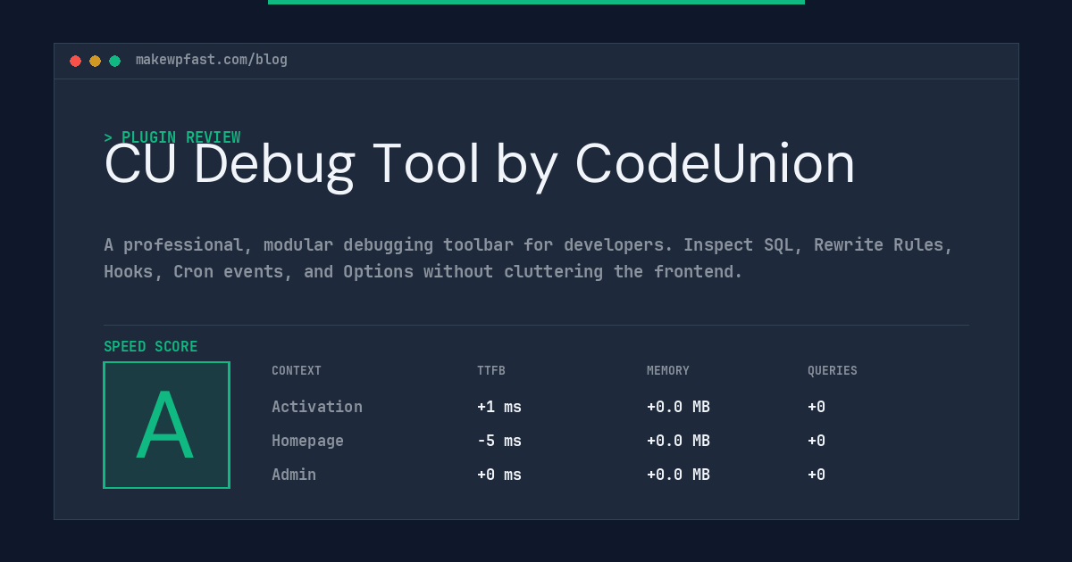CU Debug Tool by CodeUnion - MakeWPFast