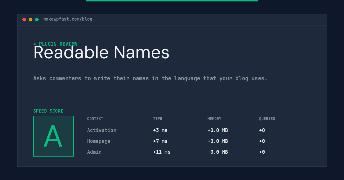 Readable Names - MakeWPFast
