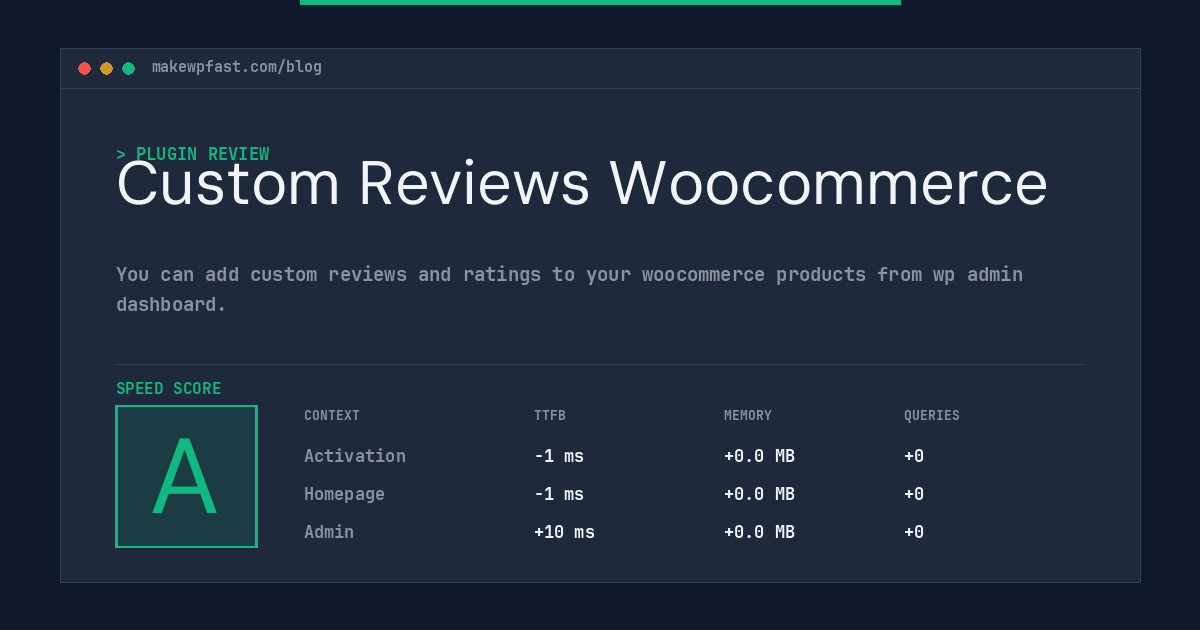 Custom Reviews Woocommerce - MakeWPFast