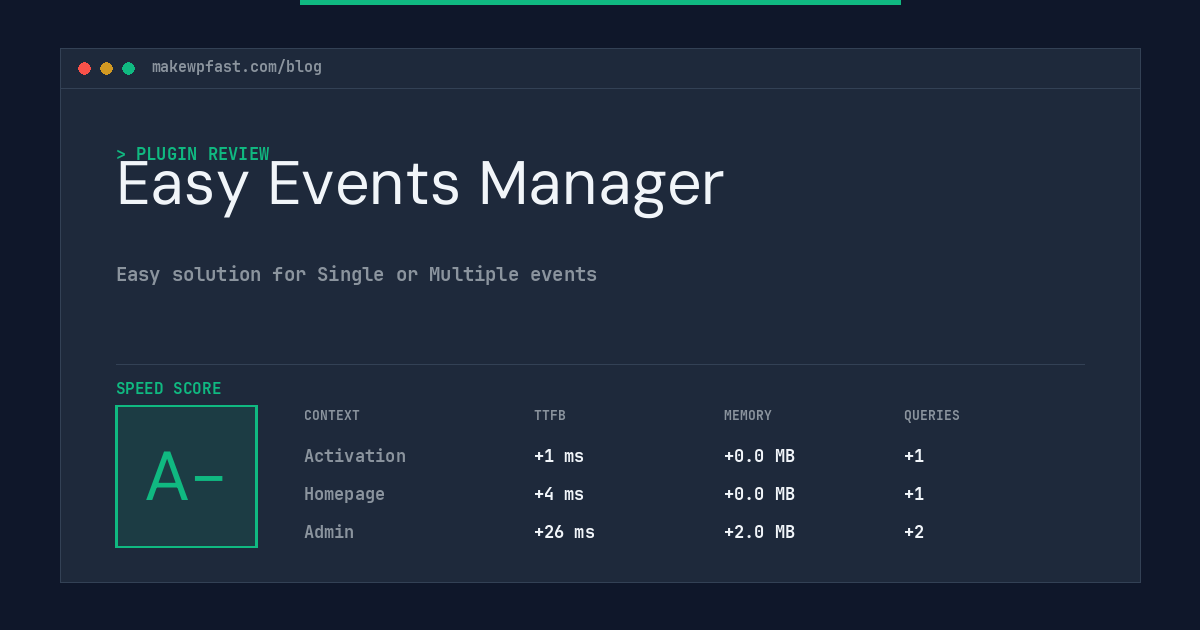 Easy Events Manager - MakeWPFast