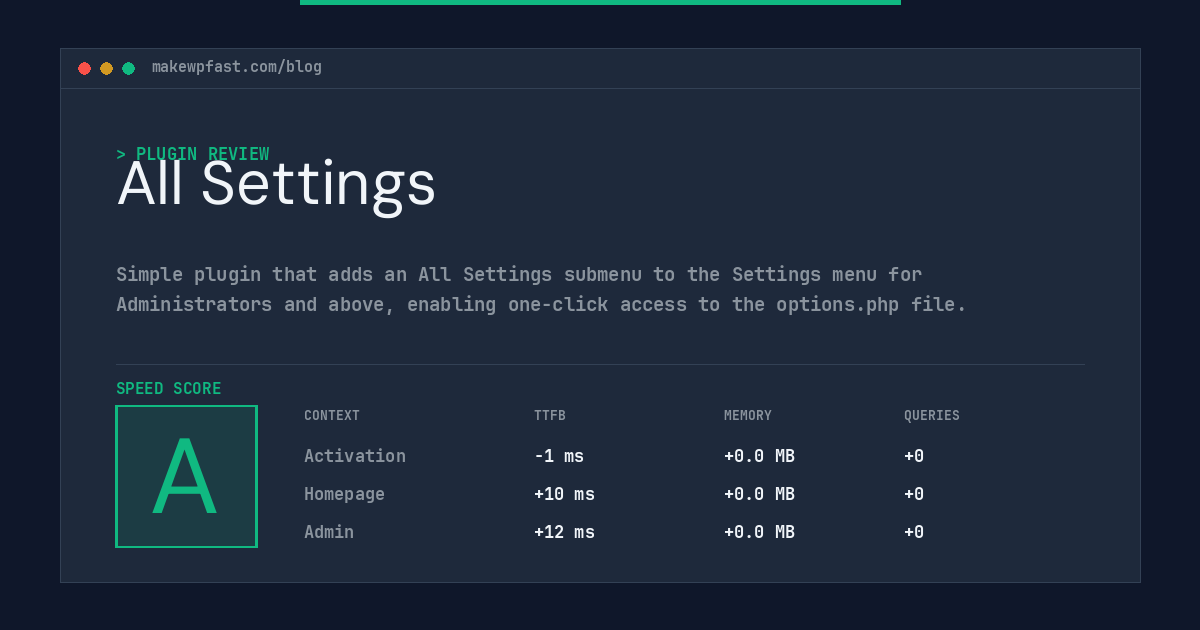 All Settings - MakeWPFast