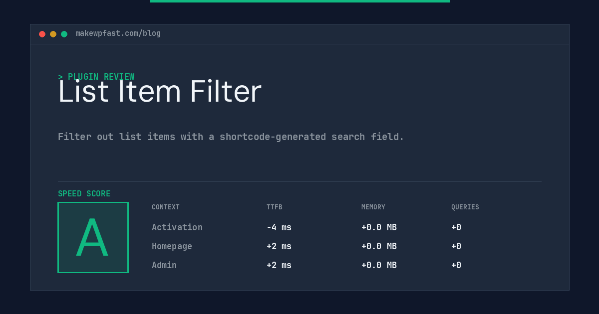 List Item Filter - MakeWPFast