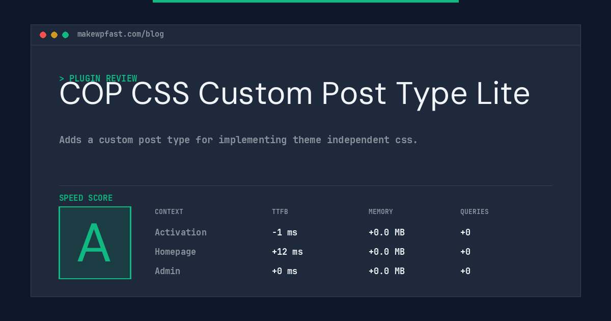 COP CSS Custom Post Type Lite - MakeWPFast