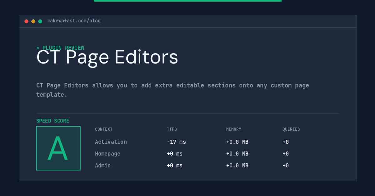 CT Page Editors - MakeWPFast