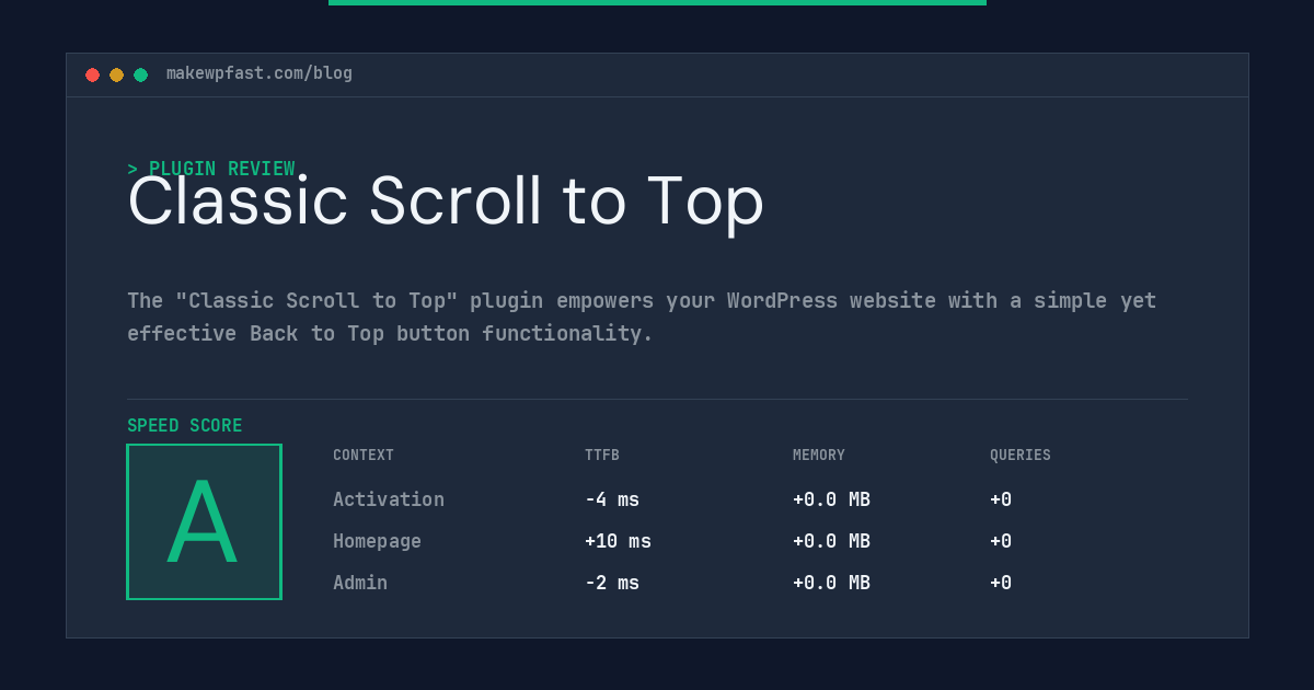 Classic Scroll to Top - MakeWPFast