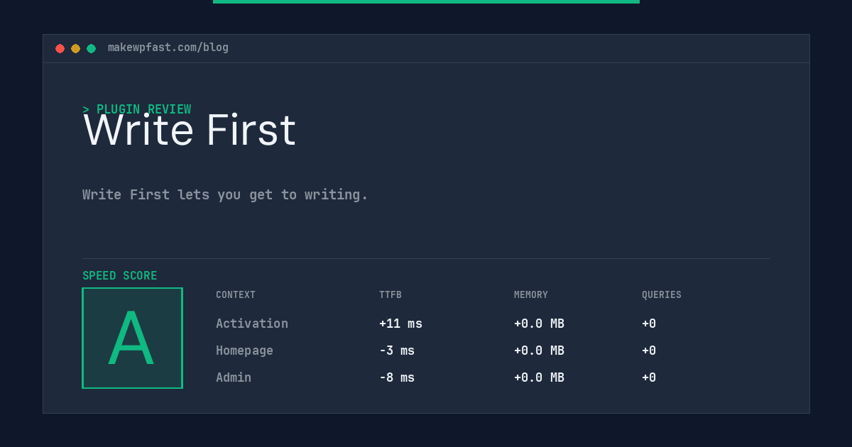 Write First - MakeWPFast