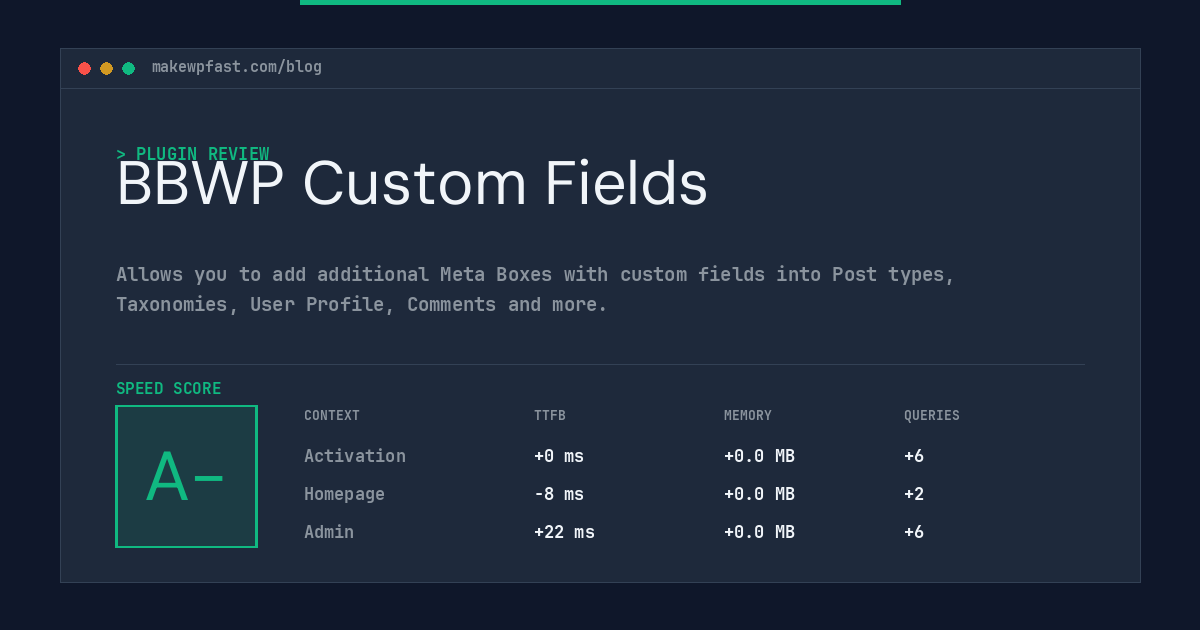 BBWP Custom Fields - MakeWPFast