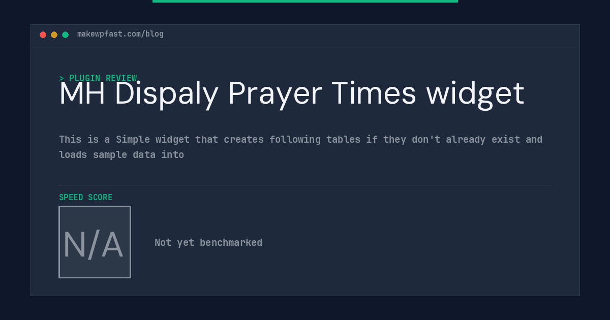 MH Dispaly Prayer Times widget - MakeWPFast