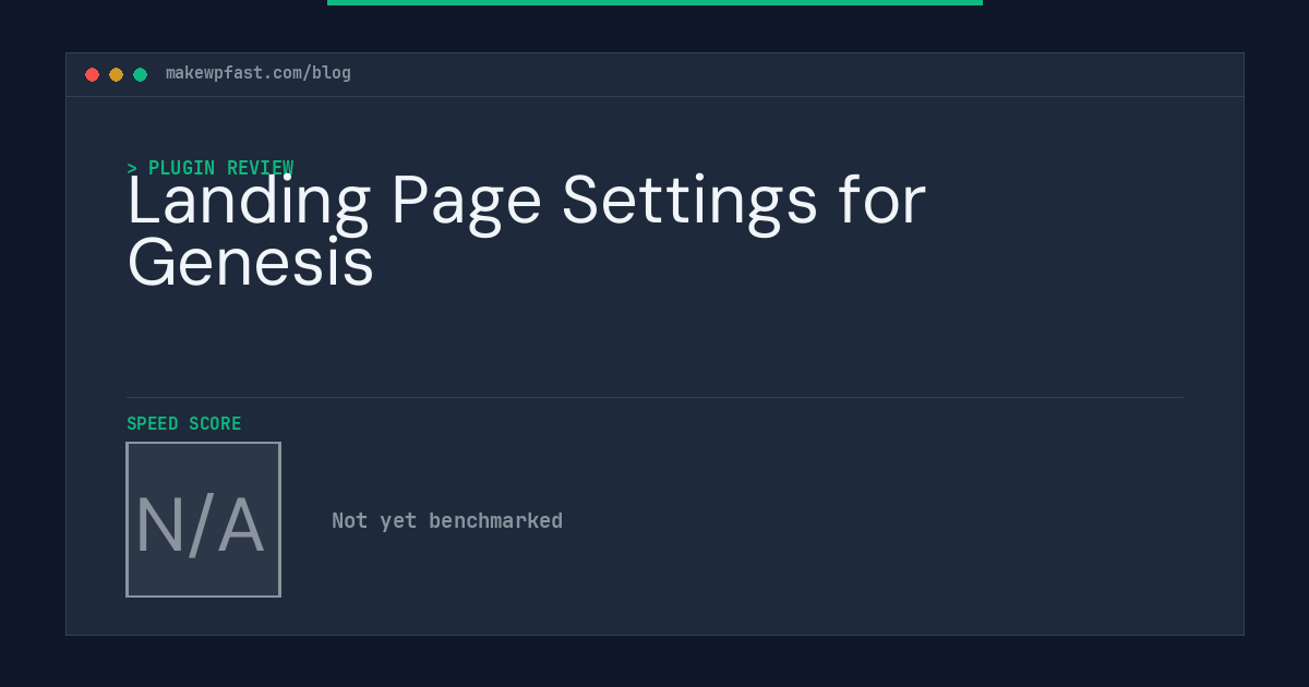 Landing Page Settings for Genesis - MakeWPFast