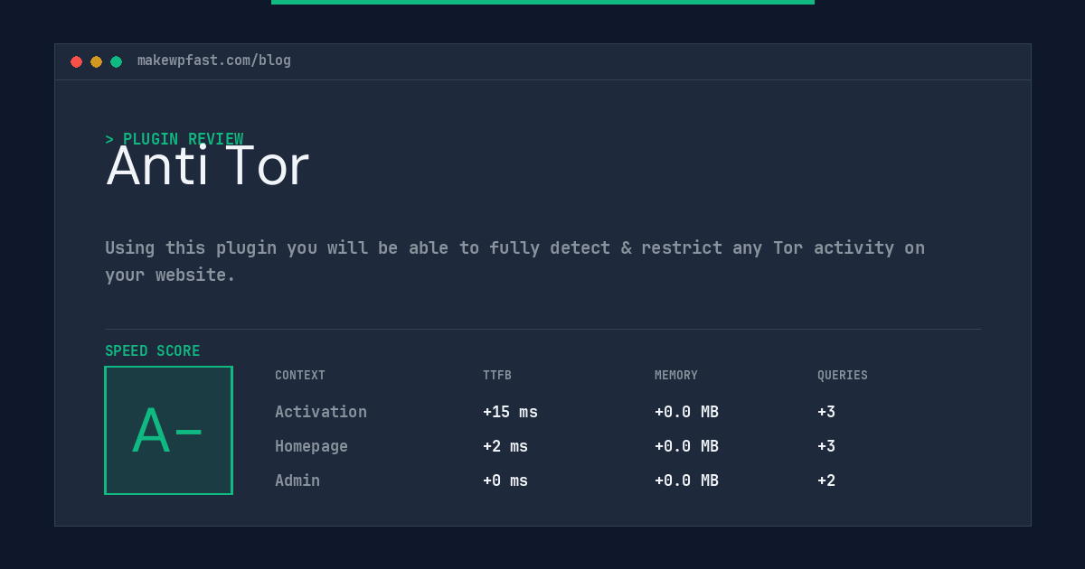 Anti Tor - MakeWPFast