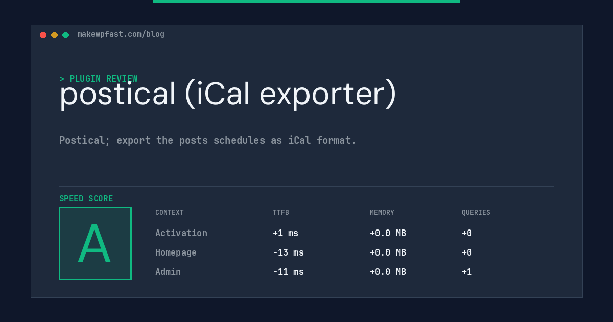 postical (iCal exporter) - MakeWPFast