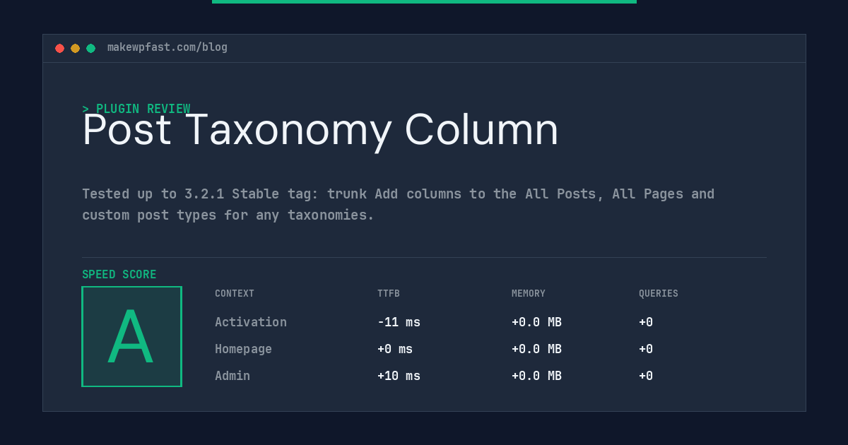 Post Taxonomy Column - MakeWPFast