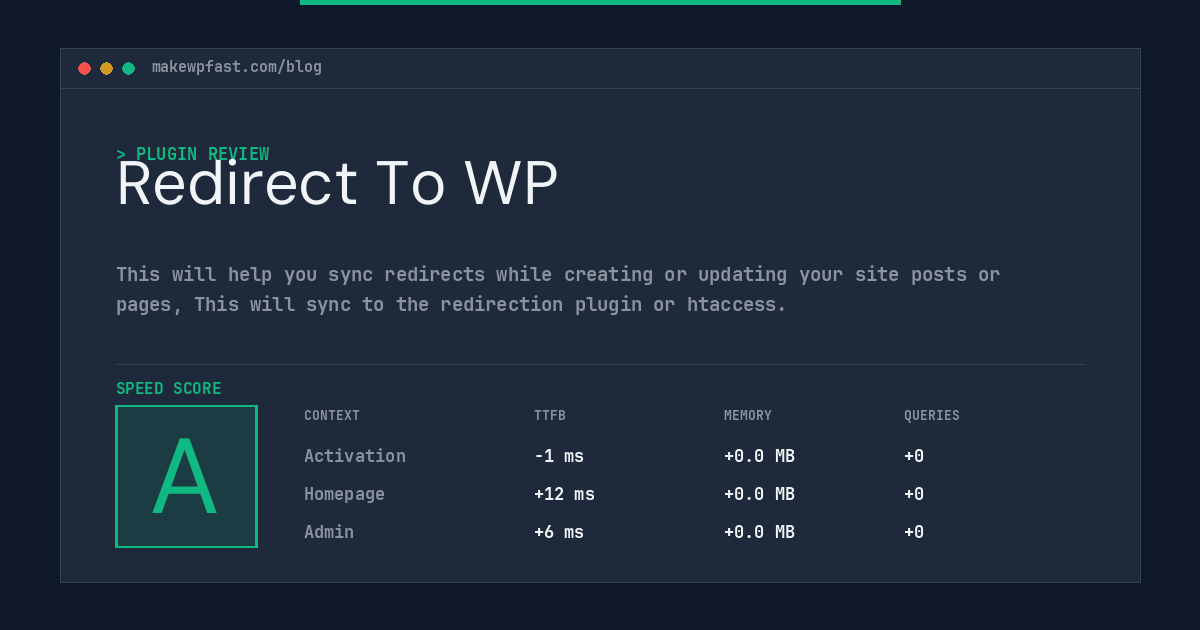 Redirect To WP - MakeWPFast