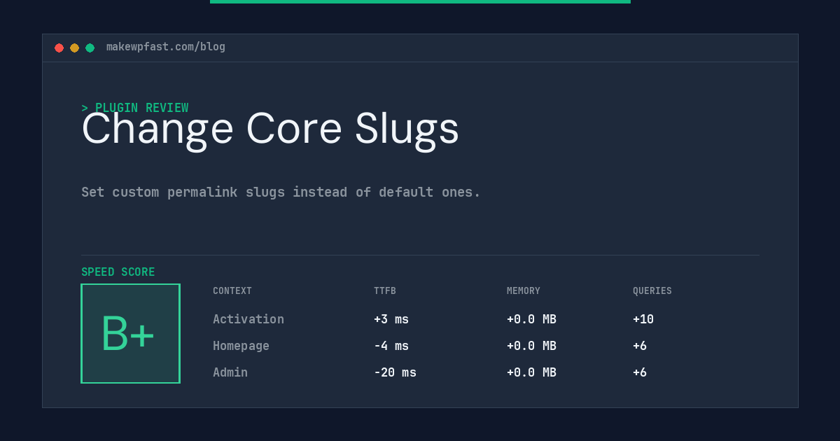 Change Core Slugs - MakeWPFast