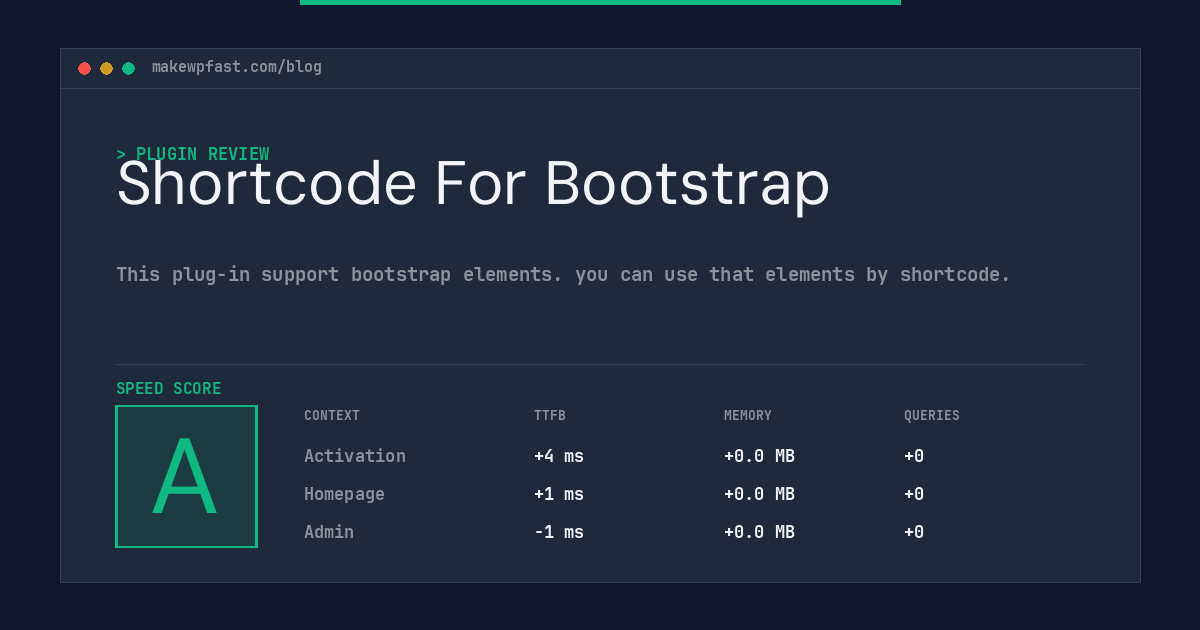 Shortcode For Bootstrap - MakeWPFast