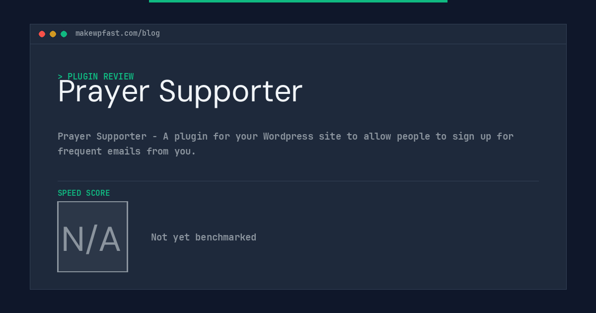 Prayer Supporter - MakeWPFast