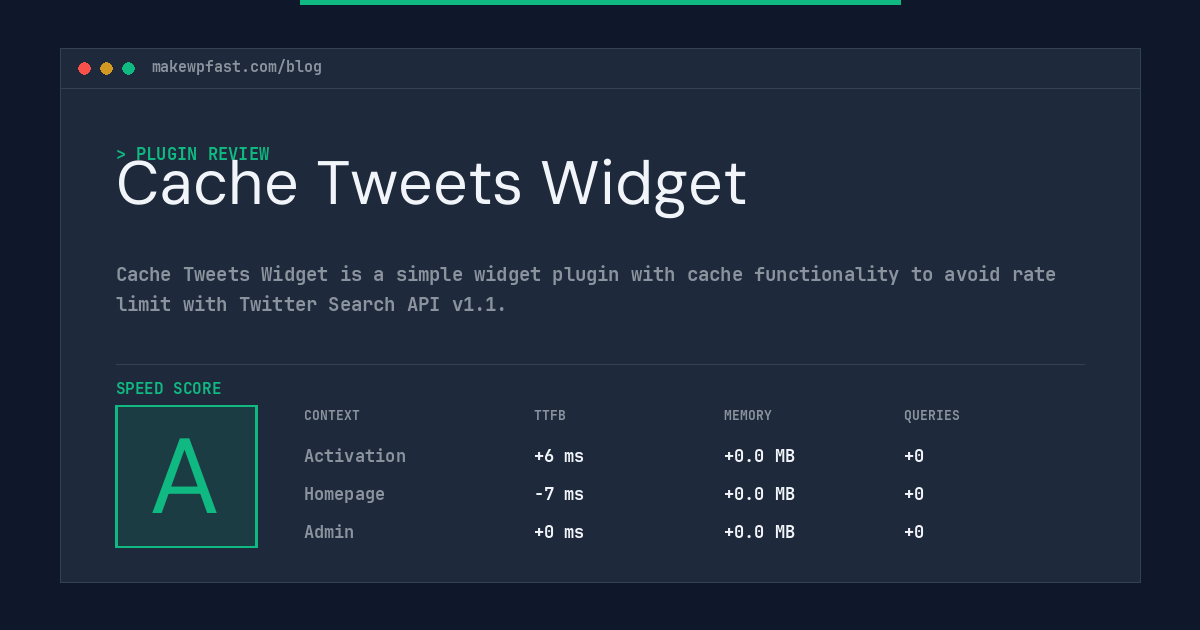 Cache Tweets Widget - MakeWPFast