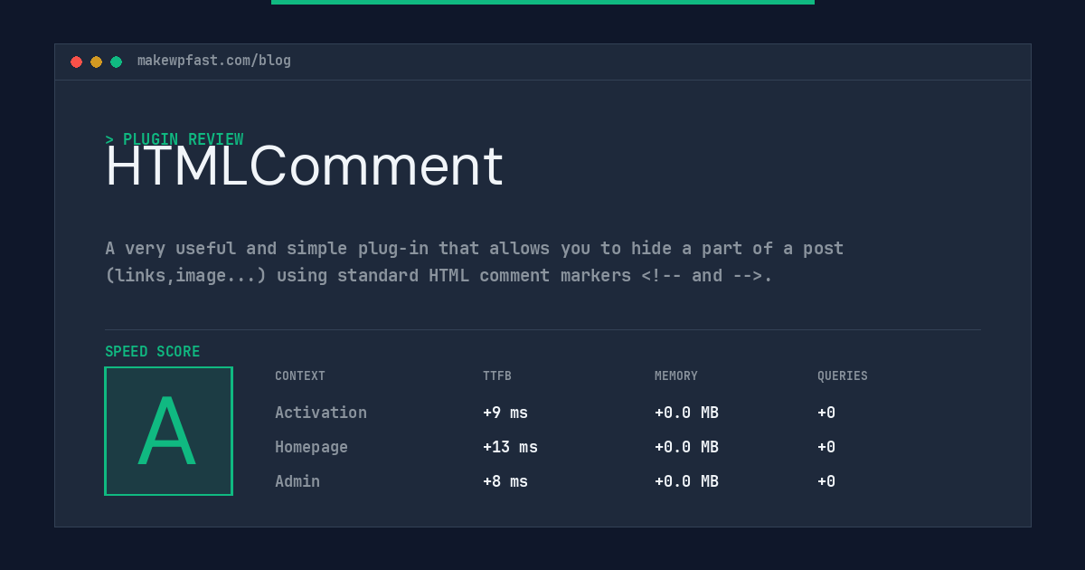 HTMLComment - MakeWPFast