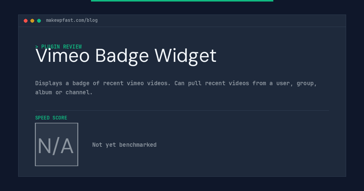 Vimeo Badge Widget - MakeWPFast