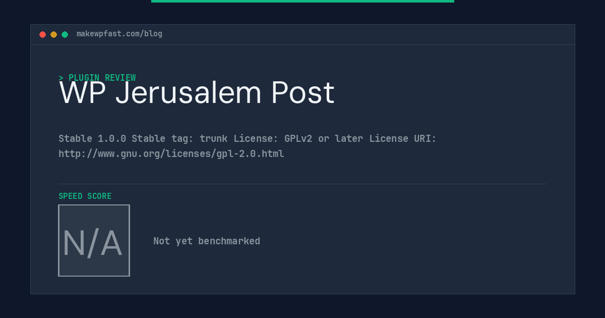 WP Jerusalem Post - MakeWPFast