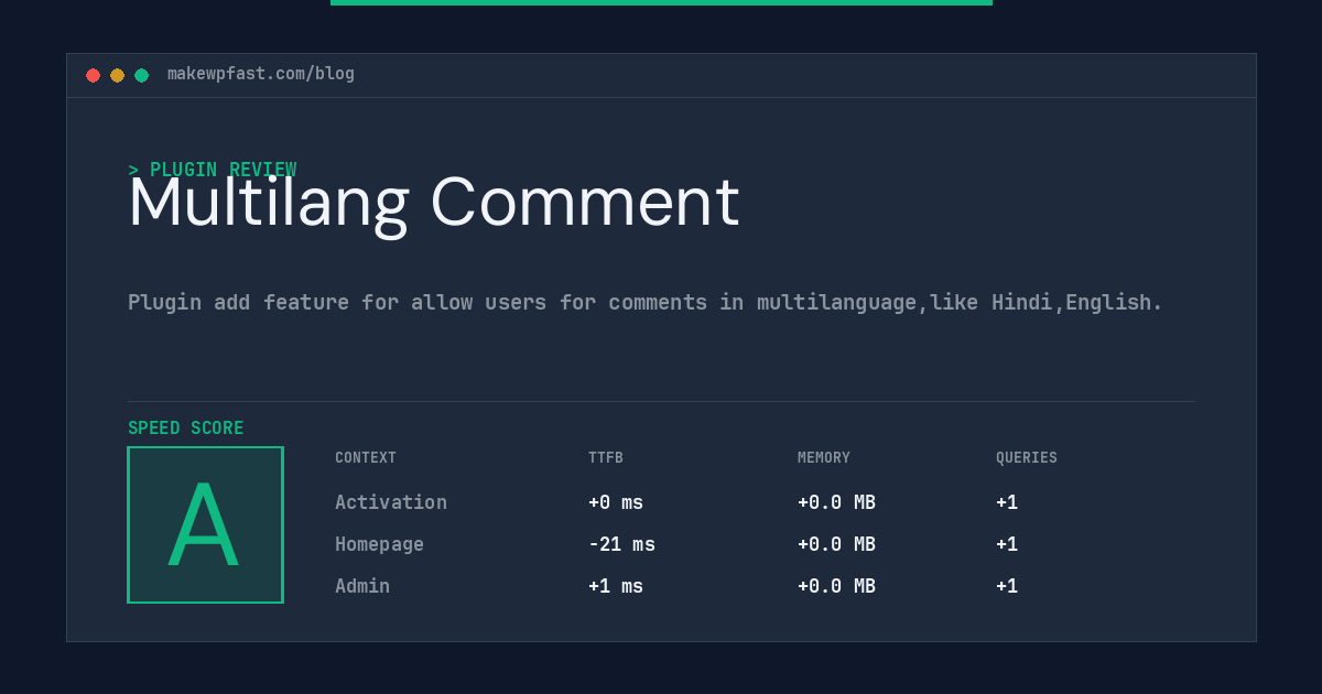 Multilang Comment - MakeWPFast