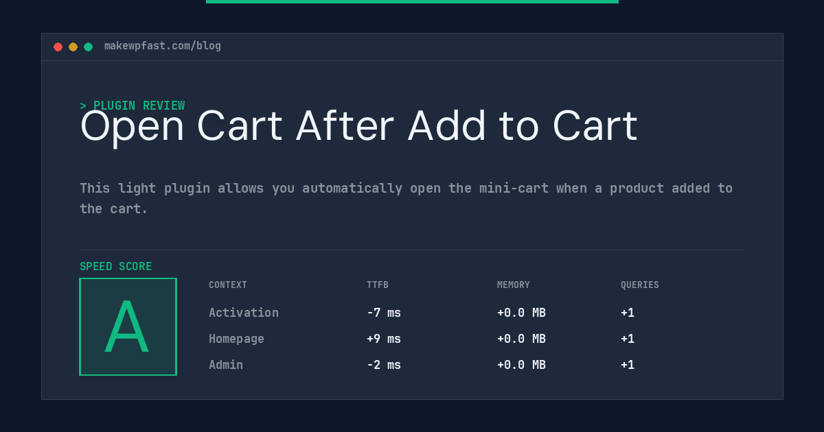 Open Cart After Add to Cart - MakeWPFast