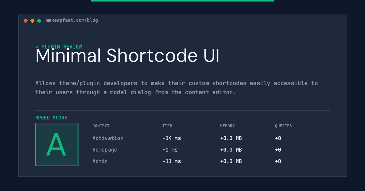 Minimal Shortcode UI - MakeWPFast