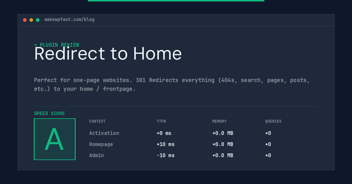 Redirect to Home - MakeWPFast