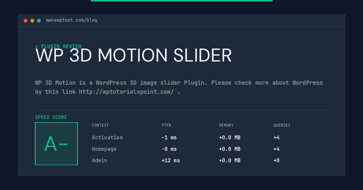 WP 3D MOTION SLIDER - MakeWPFast