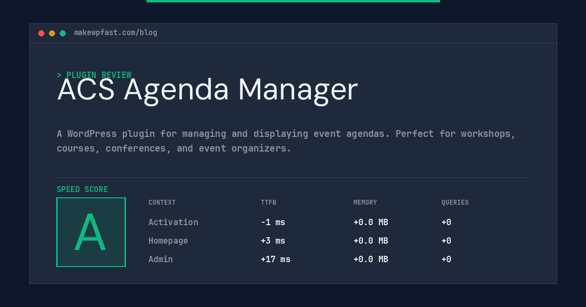 ACS Agenda Manager - MakeWPFast
