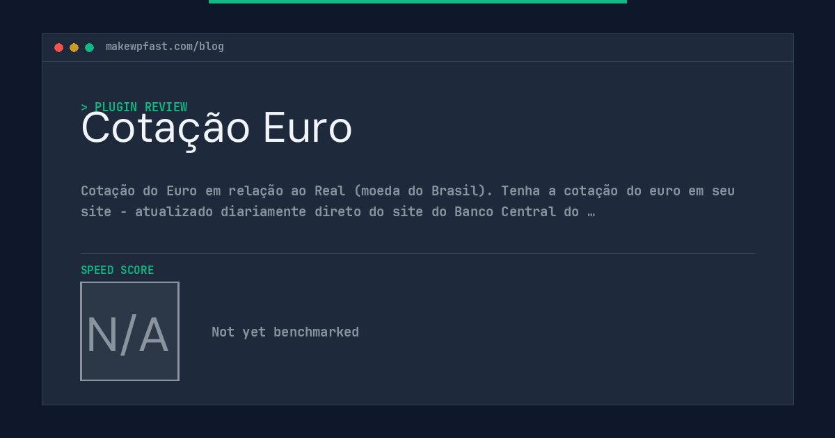 Cotação Euro - MakeWPFast