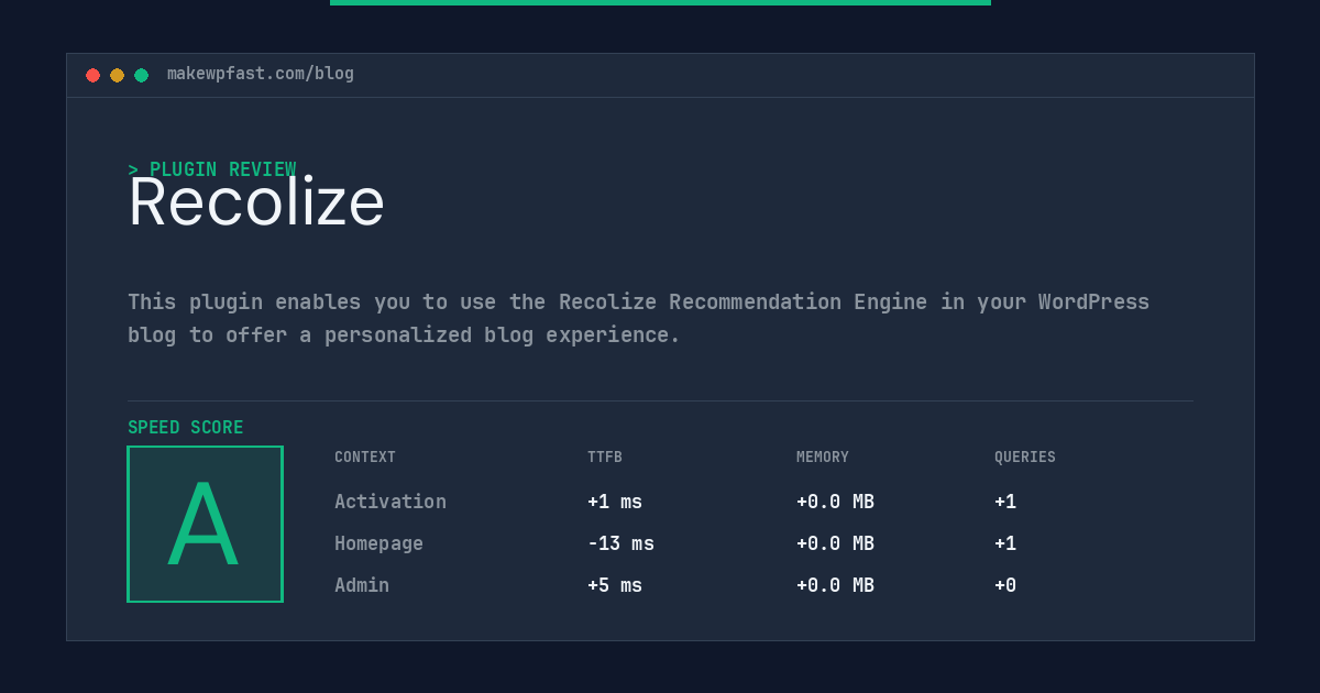 Recolize - MakeWPFast