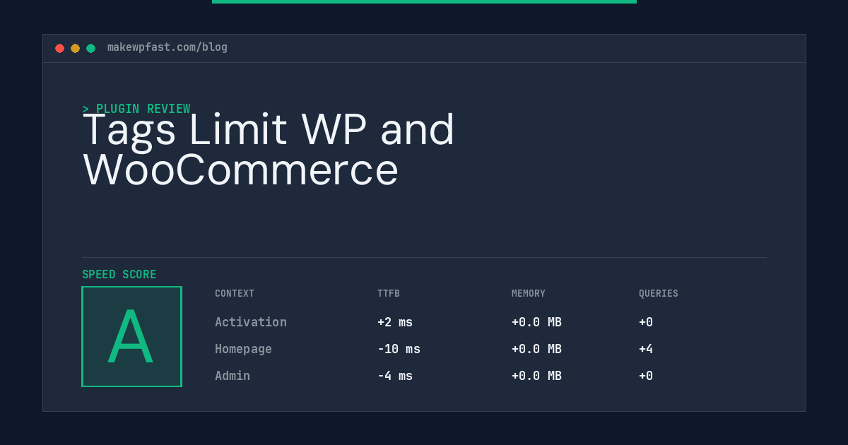 Tags Limit WP and WooCommerce - MakeWPFast