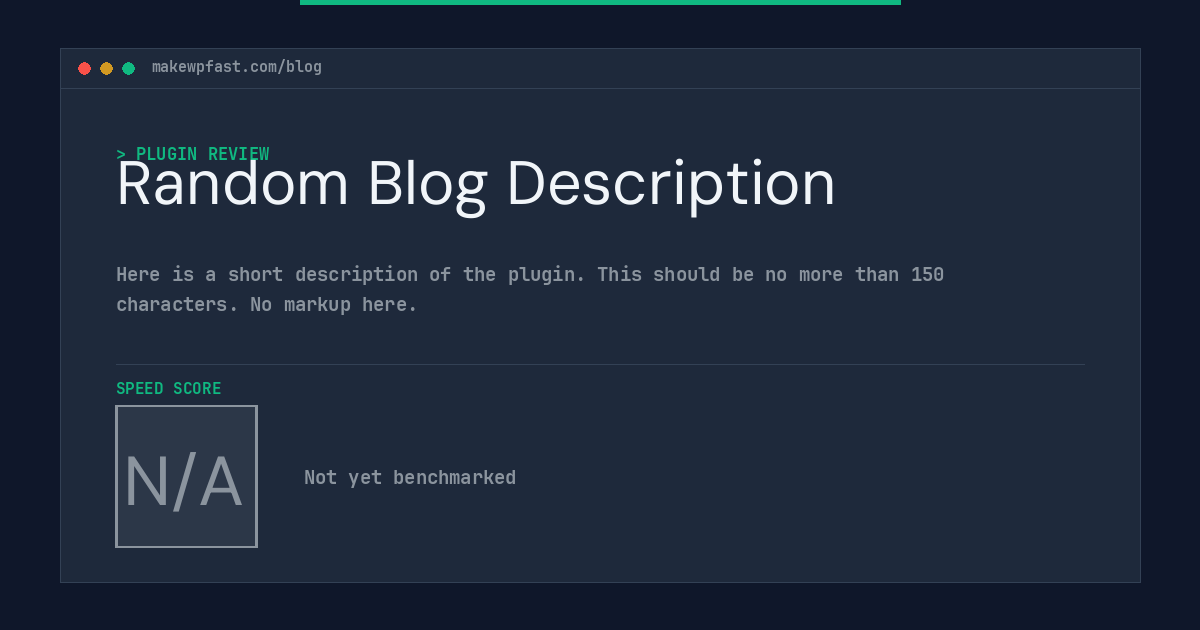 Random Blog Description - MakeWPFast